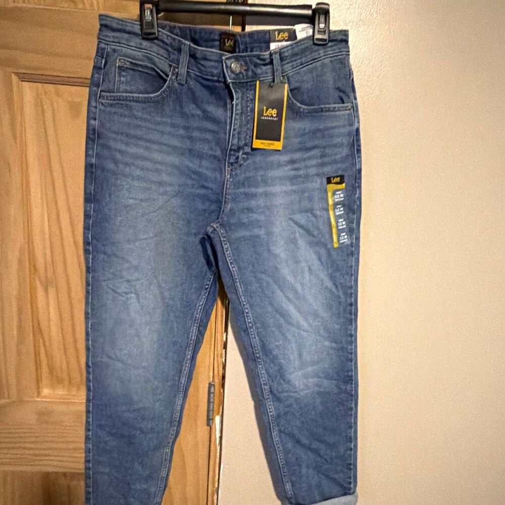 Lee Women's Mid Rise 90s Taper Stretch Denim Jeans Blue Medium Wash Size 12